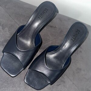 New Schutz Dethalia Leather Stiletto Pin Heel Sailfish Navy 8.5B